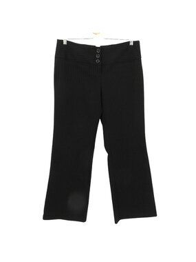 Y2K Star City Junior 11 Black Velvet Striped Trouser Dress Career Pants Cinched